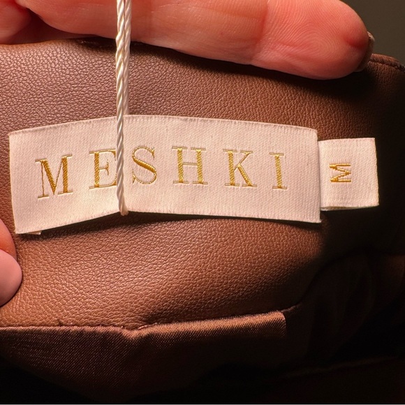 Meshki Brown SEXY Midi leather Skirt Size 2/4 - Picture 8 of 9